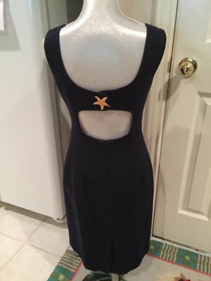 Women's waffle cotton black cut-out back halter gold starfish dress 4 | eBay
