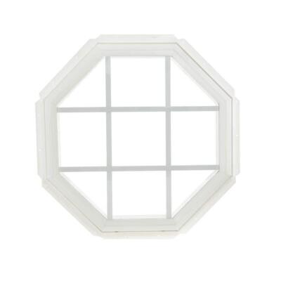 Fixed Octagon Geometric Window Vinyl Insulated Glass Criss Crossed Grid Frame