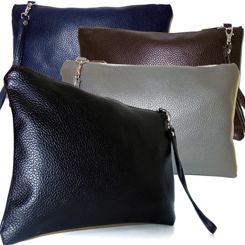 Pochette UOMO borsa a mano Busta 4 COLORI borsello nero blu grigio marrone  D0629 | eBay