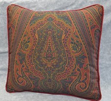 Pillow made w Ralph Lauren Greycliff Paisley Burgundy Navy  Green Fabric 18 x18