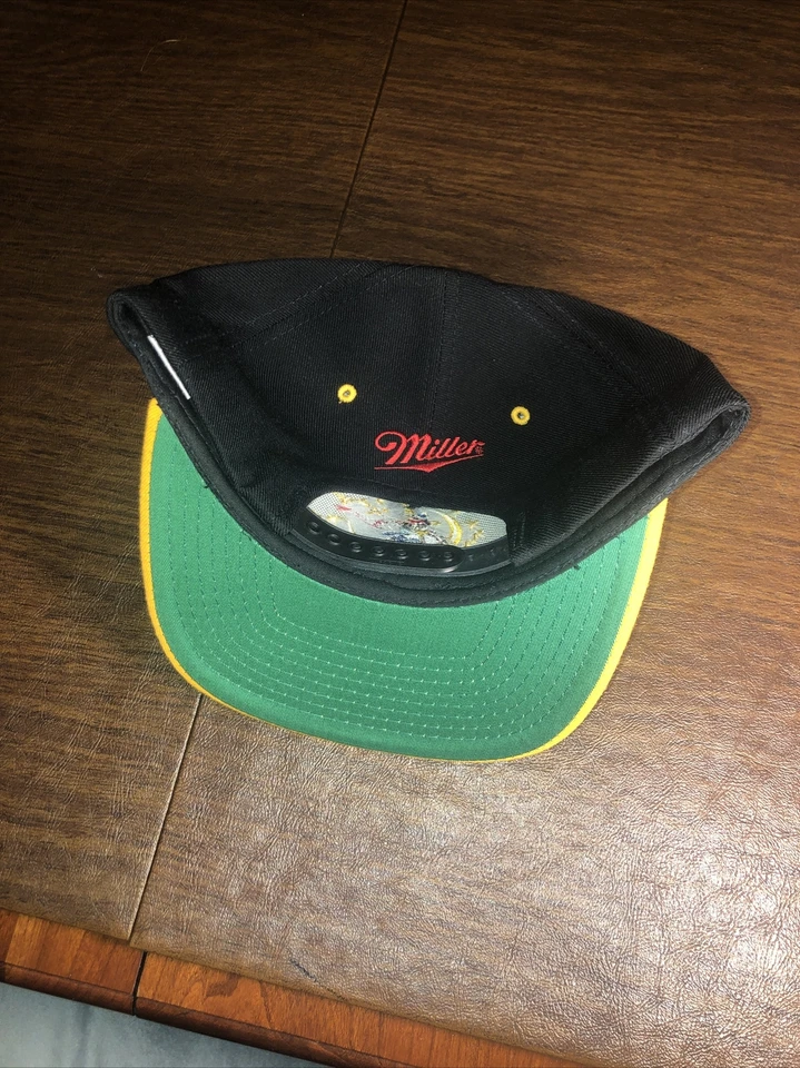 Nuevo Sombrero de Lona Miller Beer Moon Man Snapback Años 90 Raro De Colección, Negro/Amarillo Foto 3 de 4