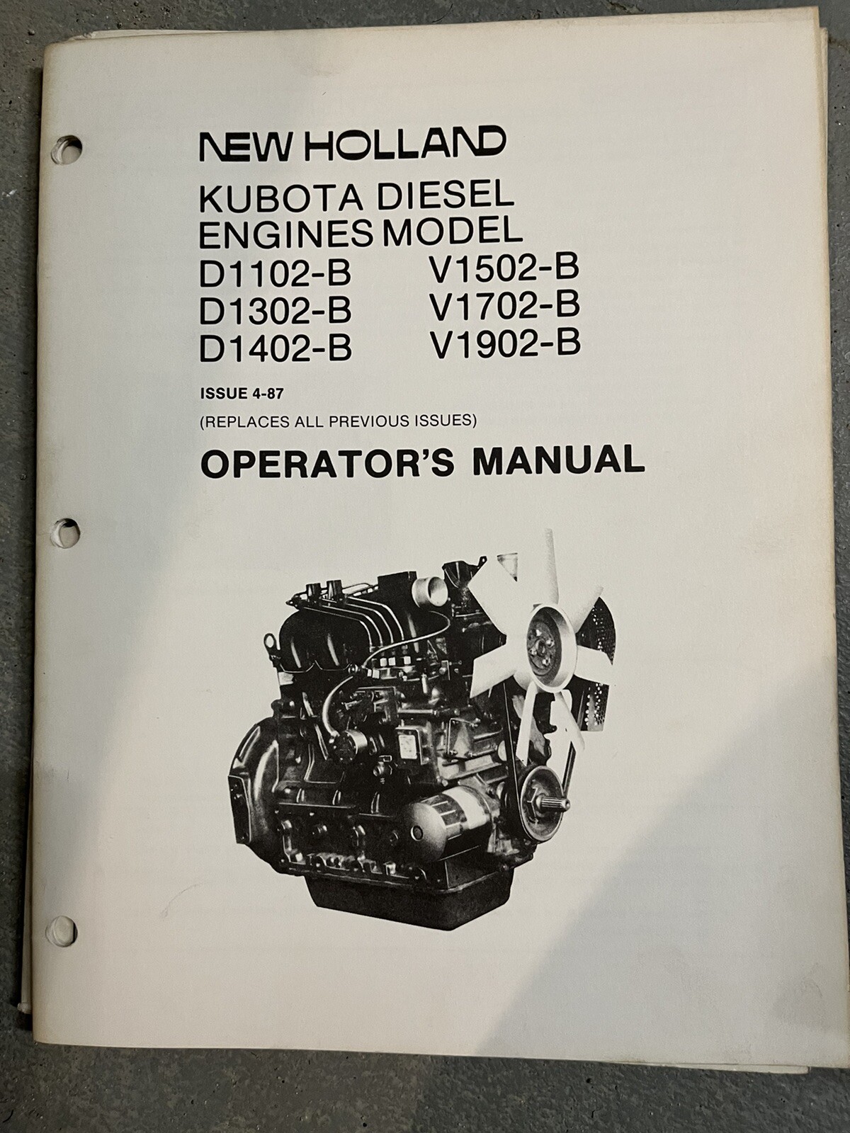 New Holland Kubota Diesel Engines D1102 D1202 V1502 V1702 Operator's Manual | eBay