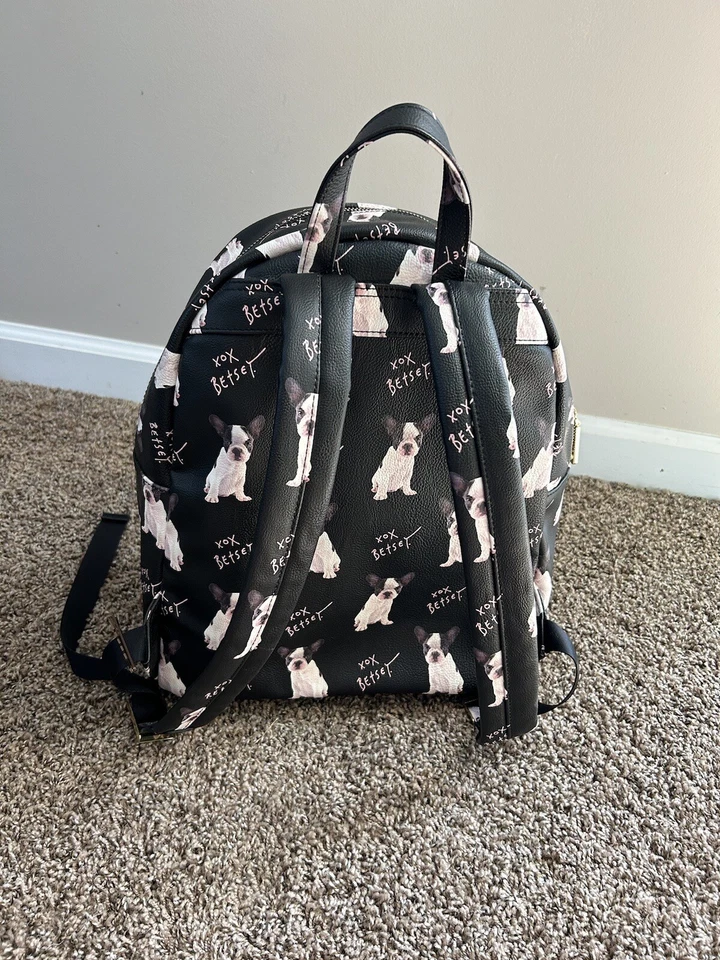 Betsey Johnson Black French Bulldog Backpack Dog Purse HTF Rare! Bag Puppy - Image 3 of 4