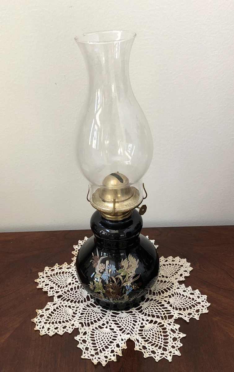 VTG Kaadan LTD Black Glass Oriental Design 1980 Oil Lamp eBay