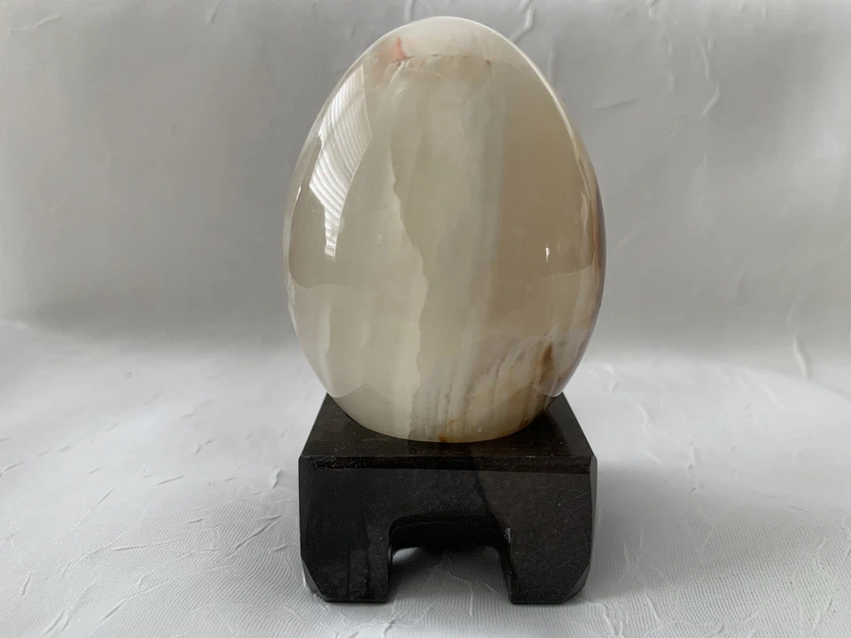 Pisapapeles vintage piedra hecho a mano huevo SW decoración casi nuevo marrón decoración ónix Foto 3 de 4