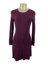 Ann Taylor Womens Burgundy Long Sleeve Fit & Flare Dress Sz XXS