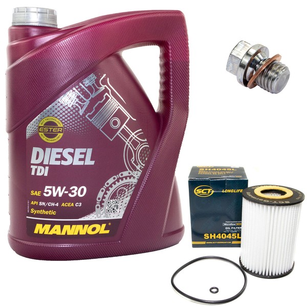 MotoröL 5W30 5Liter ÖLfilter SH4045L + ÖLablassschraube FüR Mercedes W212 A209-image