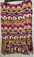 SAG HARBOR WOMEN'S TRUMPET W/RUFFLE PULL-ON SKIRT MULTICOLORS SIZE LARGE 3974