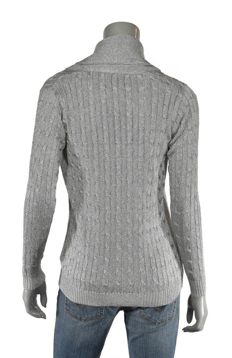 Ralph Lauren Black Label Metallic Silver Cardigan Sweater