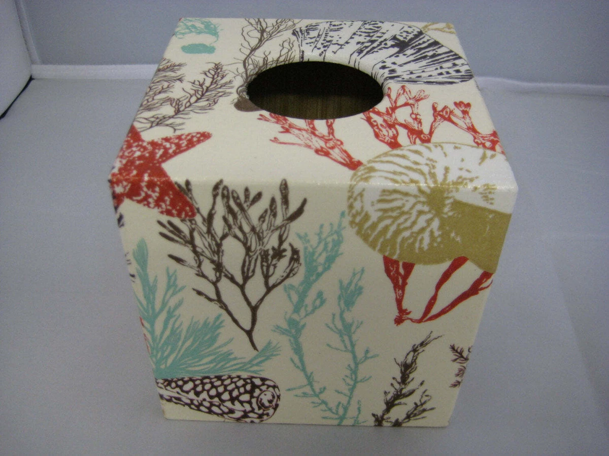 Natural Coral Tissue Box Cover Handmade