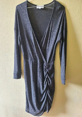 ROBE FEMME CACHE COEUR SUD EXPRESS TAILLE S LAME GRIS NOIRE - Photo 1/4