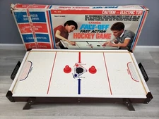 Carrom Face-Off Fast Action Air Hockey Game- Electric- In Box- Vintage
