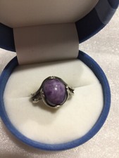 Rings PURPLE CHAROITE Russian Soviet Silver 875 vintage USSR