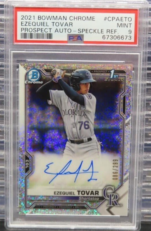 PSA 9 2021 Ezequiel Tovar Bowman Chrome Speckle Refractor PSA 9 2021 Ezequiel Tovar Bowman Chrome Speckle Refractor
