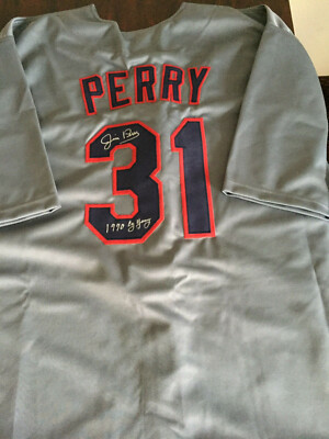Twins Jim Perry signed Jersey W/ Inscription 1970 CY Young WCOA