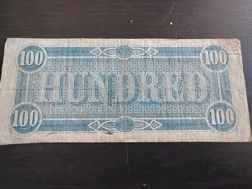 T-65 1864 $100 MONETA CONFEDERATA *BANCONOTA GUERRA CIVILE* 72050 - Foto 4 di 5