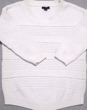 GAP Small Cable Knit Sweater Womens Youth White Cotton Chunky Crew Neck
