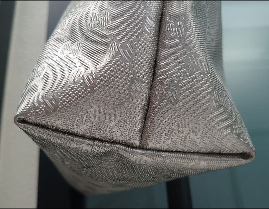 GUCCI GG Leather Tote Bag Gray Large Unisex Authentic Excellent Condition thumbnail 6