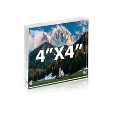 BP4U 4x4 Acrylic Picture Frames, Desktop Magnetic Photo Frames for Home Tabletop