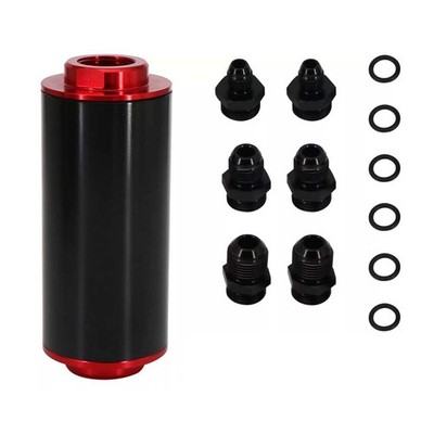 Inline Fuel Filter High FLOW 0.1mm 100 Micron Cleanable SS Racing AN6 AN8 AN10