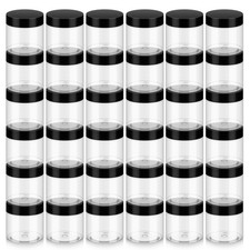 36 Pack 2 OZ Plastic Jars with Lids - BPA Free Refillable Containers for