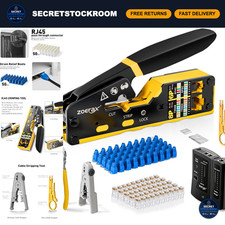 Ethernet Crimping Tool Kit - RJ45 Crimp Tools, CAT5e/CAT6, Cable Tester  50 Con