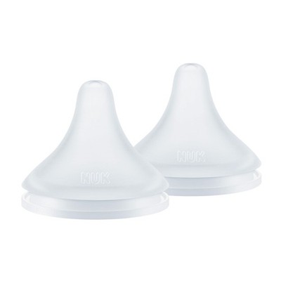 NUK Perfect Match Fast Flow Soft Silicone Nipple with 2-Pack, Clear 