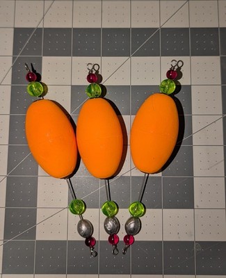 3 Each Hi Vis Orange popping corks  Saltwater Fishing Redfish Sea trout Flounder