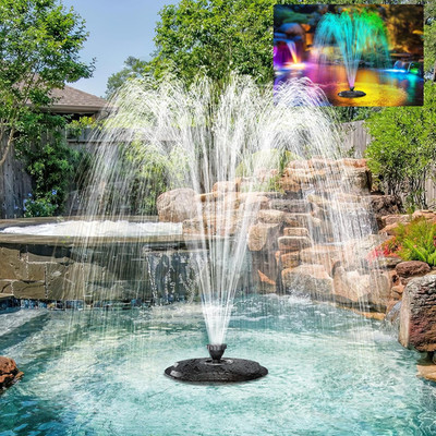 Floating Pond Fountain with RGB LED Lights 660GPH Pond Pump 30Ft Cable Length wi