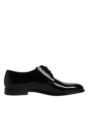 Dolce & Gabbana Black Patent Leather Derby Formal Dress Men's Shoes Authentic