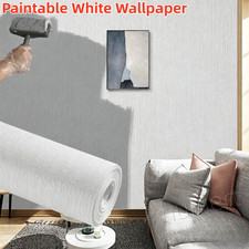 Blown Vinyl Paintable White Plain Wallpaper Embossed Textured Patterned Home UK