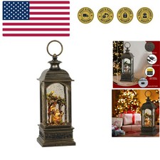 Nativity Music Snow Globe Lantern with Timer Battery Operated USB Powered L...