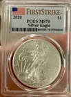 U.S. Mint 2020 American Silver Eagle 1 oz .999 Silver PCGS MS70 FS