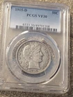 1915-D Silver Barber Half Dollar, PCGS VF30, Perfectly Natural, Undamaged