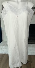 Vintage Velrose Slip Nightgown White Cotton Bust 40/Size L Pristine