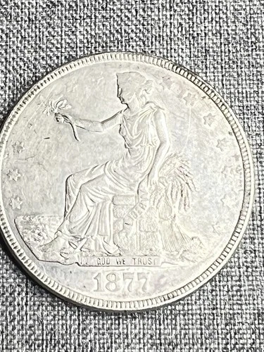 1877 Seated Liberty Trade Dollar AU/BU++ Silver Coin Key Date