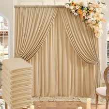40Ft X 10Ft Wrinkle Free Champagne Backdrop Curtains for Parties, 8 Panels Thick