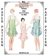 Vintage Sewing Pattern 1920s Ladies' Chemise Slip or Step-In 32-50" Bust 2062