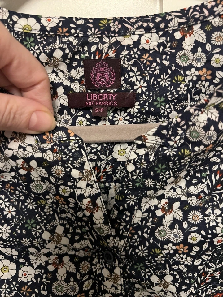 Хлопковая блузка на пуговицах Liberty Arts Fabrics J.Crew 3/4 луга пружины S - Изображение 3 из 4