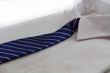 Kids Boys Navy  White Patterned Elastic Neck Tie - Thick Navy Diagonal Stripe