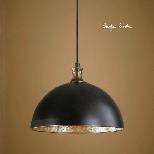 Pacific Bronze With Antique Brass Placuna 1 Light Pendant - Picture 1 of 1