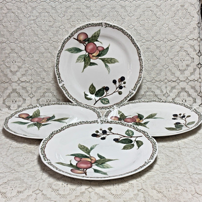Noritake Primachina Royal Orchard Dinner Plates 10 3/4'' 9416 Fruit Leaves Set  4