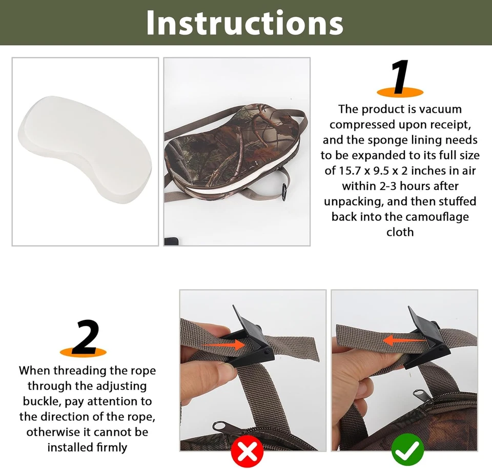 Ylbobo Saddle Hunting Knee Pad Seat Cushion Portable 2-In-1 Tree Strap Kneeling - Image 2 of 4