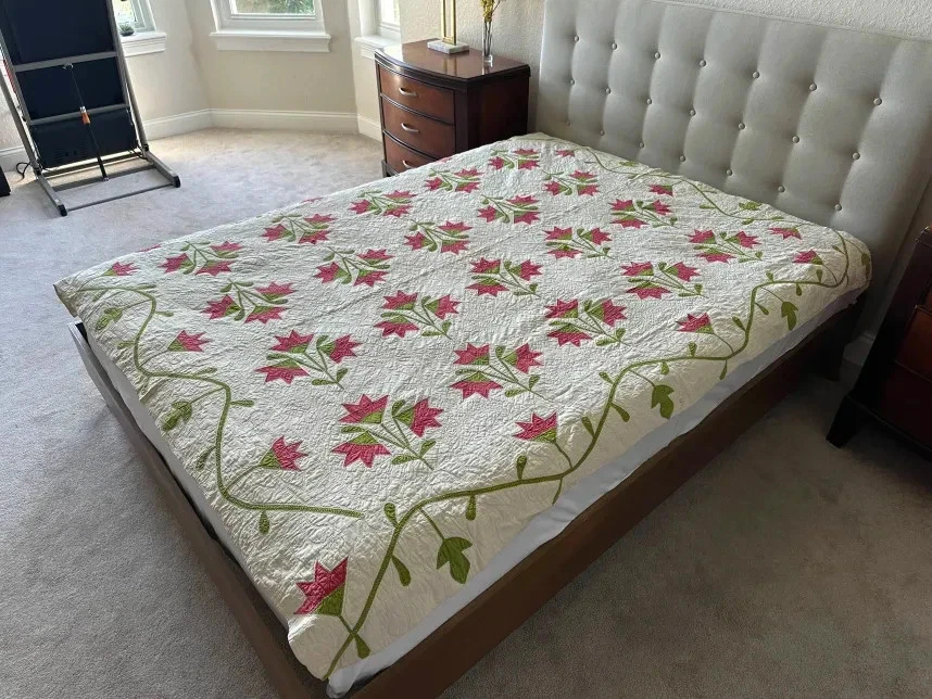 Gorgeous Carolina Lily Antique Handmade Quilt ~ Truly Stunning Quilting! - Image 4 of 4