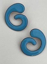 Handmade Suzan Enamel Pierced Earrings Modern Artisan Design Turquoise Enameled