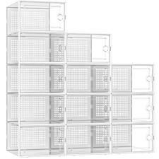 X-Large Shoe Storage Boxes Organizers Clear Plastic Stackable 12 Pack, Shoe R...