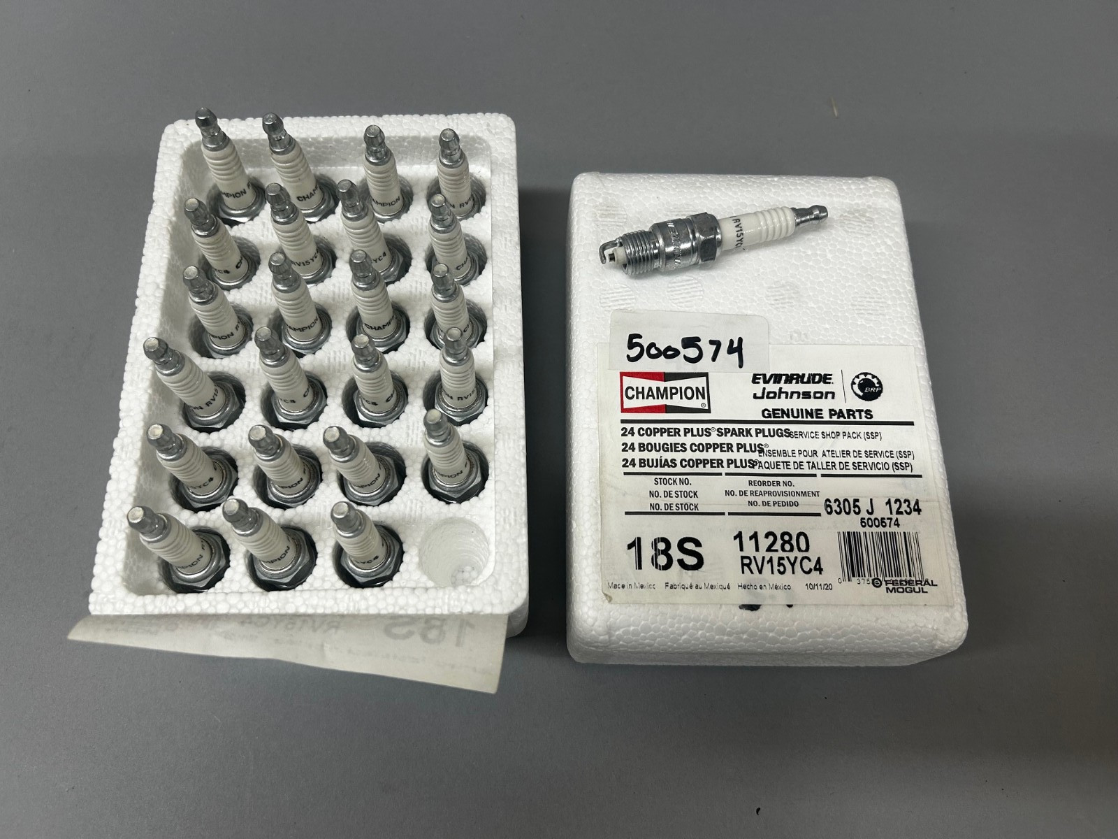 24 Shop Pack Champion RV15YC4 Spark Plug OMC 500574