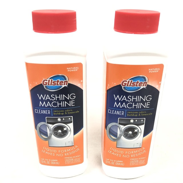 2 Bottles of Glisten Washing Machine Cleaner 12 FL OZ New Natural Power