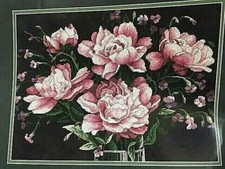 Dimensions Gold Collection TICKLED PINK Flowers Cross Stitch 16 x 12" STARTED