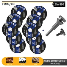 10Pcs 3 inch Cut Off Wheel with 1/4 in Mounting Mandrel Kit for Die Grinder